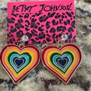 EARRINGS! Betsey Johnson Multicolor Heart Earrings BNWT